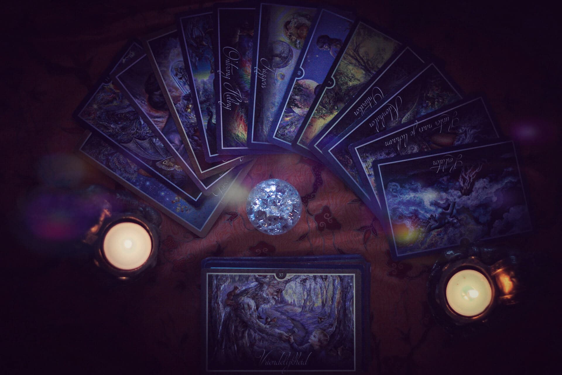 Tarotkaarten in een waaier